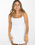 Polka Dot Print Lace Trim Ruffle Mini Dress