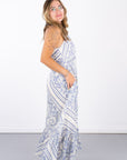 Magie Ruffle Trim Print Sleeveless Maxi Dress