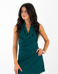 Lucy in the Sky Cowl Neck Halter Dress in Green