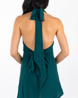 Lucy in the Sky Cowl Neck Halter Dress in Green