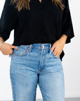 Lexi Mid Rise Bowed Straight