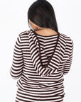 Striped Relaxed Zip Up Knit Sweater Hoodie