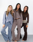 Striped Cotton Knit Wide Leg Pants