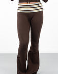 Striped Foldover Flare Knit Sweater Pants