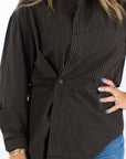 Mila Long Sleeve Button Down Wrap Top