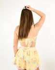 Evie Square Neck Floral Romper in Yellow