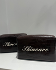 'Skincare' Embroidered Croc Pouch