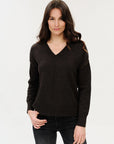 Fiore V-Neck Exposed Seam Sweater - Charcoal Olive