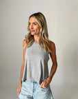 Riley Split Back Tank - Heather Grey