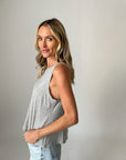 Riley Split Back Tank - Heather Grey