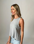 Riley Split Back Tank - Heather Grey