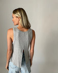 Riley Split Back Tank - Heather Grey