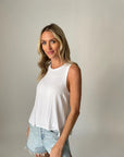 Riley Split Back Tank - White