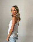 Riley Split Back Tank - White