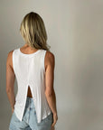 Riley Split Back Tank - White