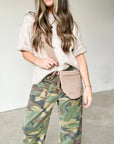Olme Camo Tie Waist Jean