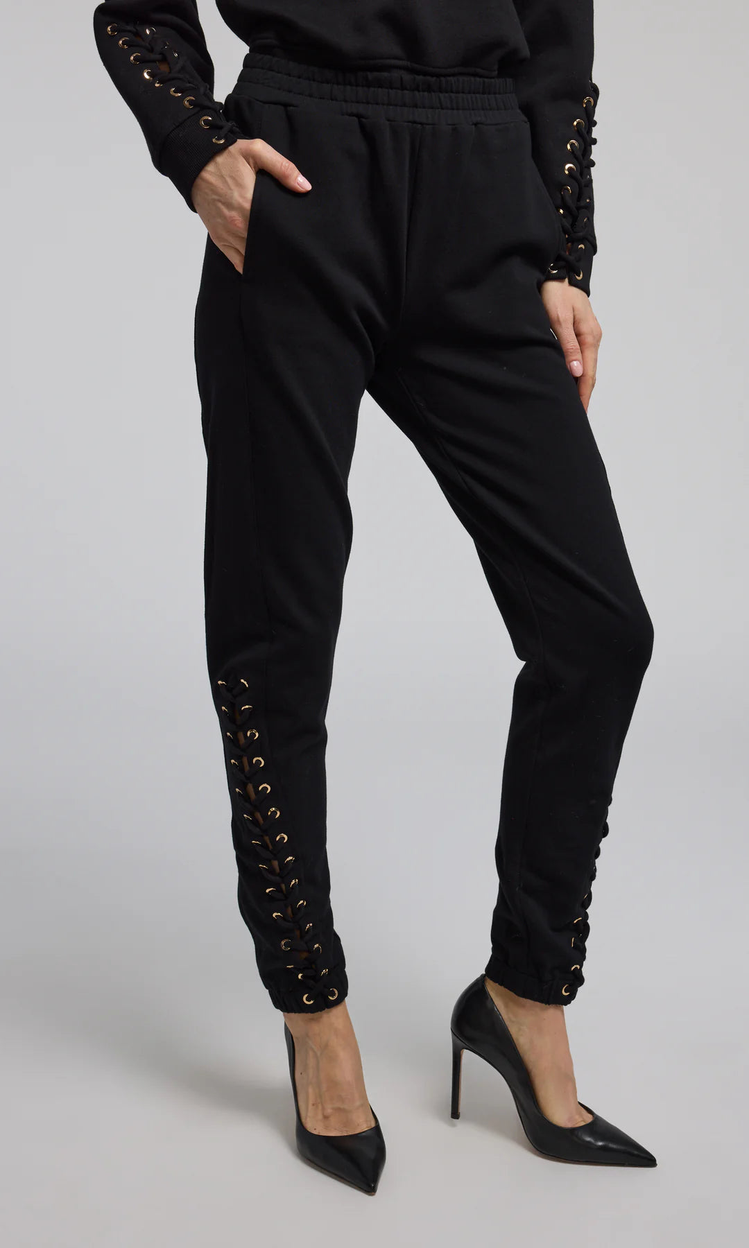 The Caprice Lace-Up Black Sweatpants – SANITY