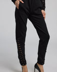 The Caprice Lace-Up Black Sweatpants