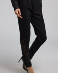 The Caprice Lace-Up Black Sweatpants