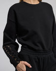 Marley Lace-Up Black Sweatshirt