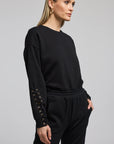 Marley Lace-Up Black Sweatshirt