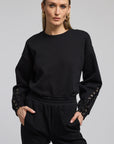 Marley Lace-Up Black Sweatshirt