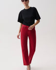 Lexi Mid Rise Bowed Straight - Savvy Red