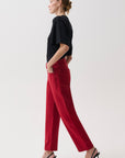Lexi Mid Rise Bowed Straight - Savvy Red