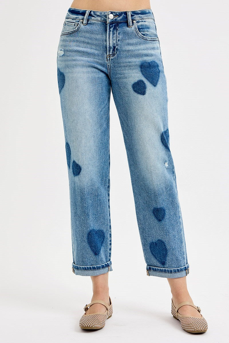 Heart Print Boyfriend Jean