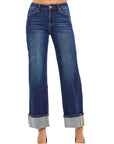 Risen Blythe Cuffed Straight Jeans — Deep Blue