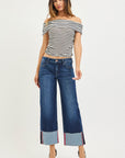 Tati Cuffed Red/Blue Detail Jean