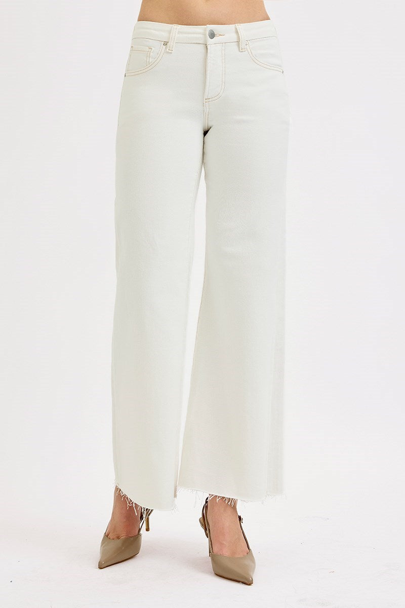 Dria Cream Wide Leg Jean