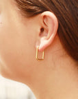 Rounded Rectangle Hoops - Gold