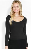 Mindy Long Sleeves Ribbed Scoop Neck Top