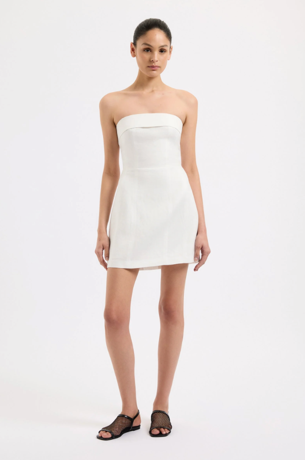 Lyra Linen Mini Dress | White - Large Lyra Linen Mini Dress | White - Large