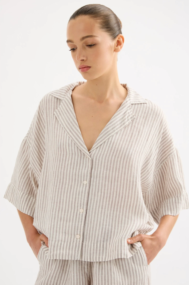 Lounge Stripe Linen Shirt