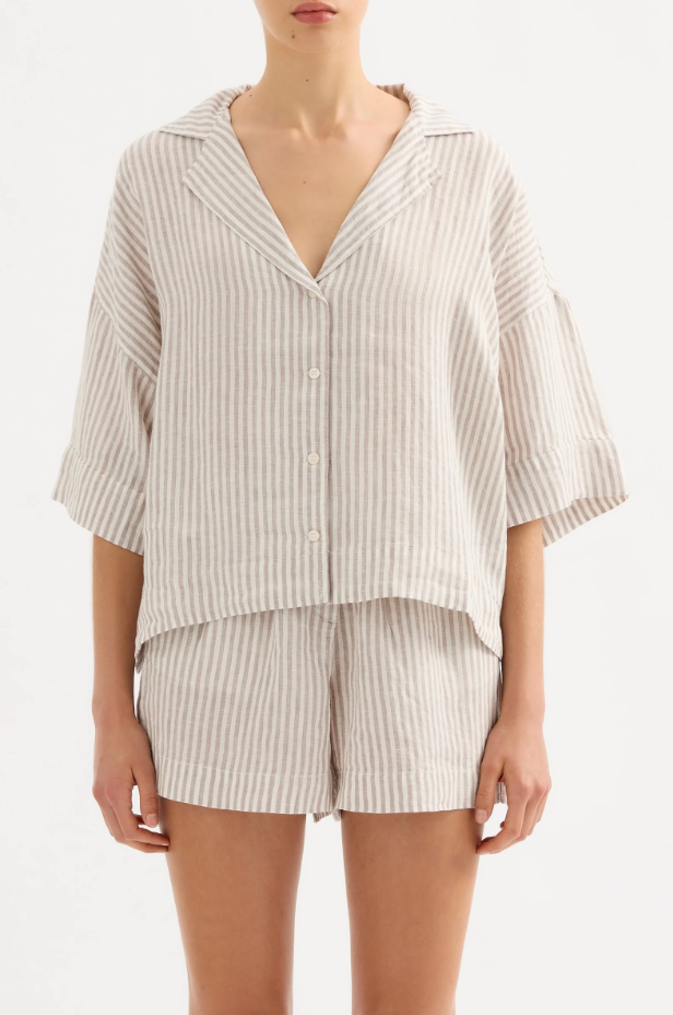 Lounge Stripe Linen Shirt