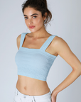Bianca Shirred Square Neck Crop Top
