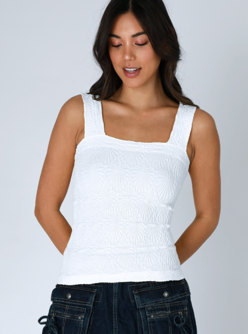 Lacey Textured Square Neck Tank