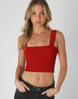Bianca Shirred Square Neck Crop Top