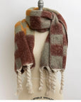 Multi Plaid Scarf W/ Fringe