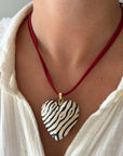 Wild Heart Suede Necklace - Burgundy Red