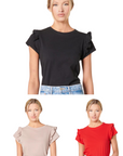 Brooke Ruffle Shoulder Tee (multiple colors)