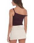 Lucy in the Sky Overlap Button Denim Skirt Cream