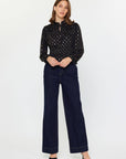 Maddy Metallic Foil Dot Peplum Top