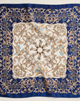 Baroque Print Silk-Texture Scarf – Elegant Square Scarf for Timeless Style