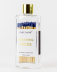 Remaining Fucks - Glass Bottle Matches, Navy, Funny Gift