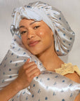 Standard Satin Pillowcase - Pearlized Cream & Coastal Blue Print