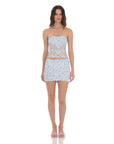 Lucy in The Sky Floral Lace Bodycon Two Piece Set in Blue