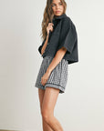 Button Front Cropped Shirt - BMJ7681